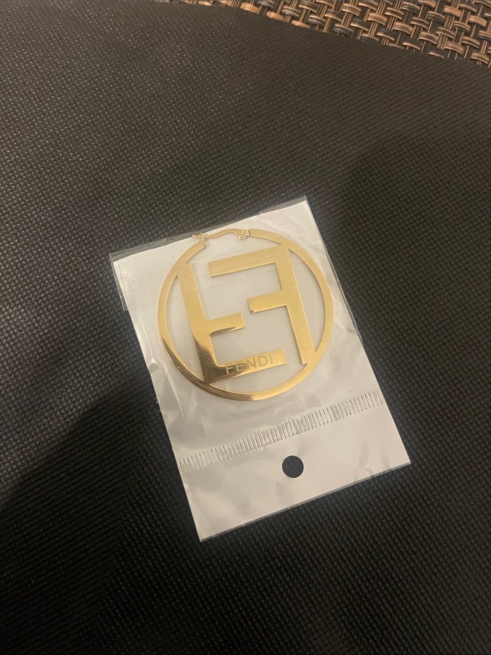 Stainless steel Gold plated FF Circular Logo Charm Key Holder new without tags